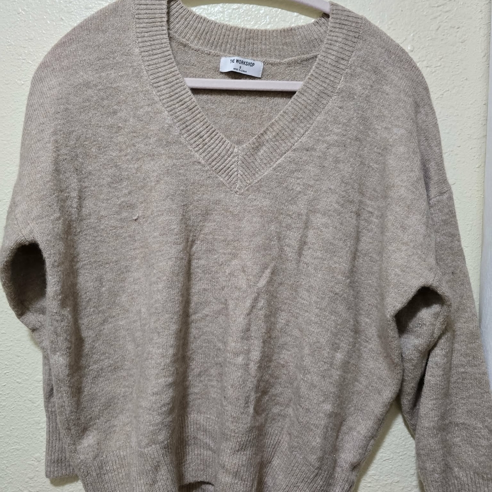 Women's V-Neck Sweater in Light Brown